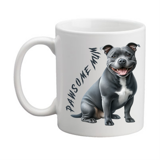 “Pawsome Mum” / “Pawsome Dad” Printed Staffy Mug